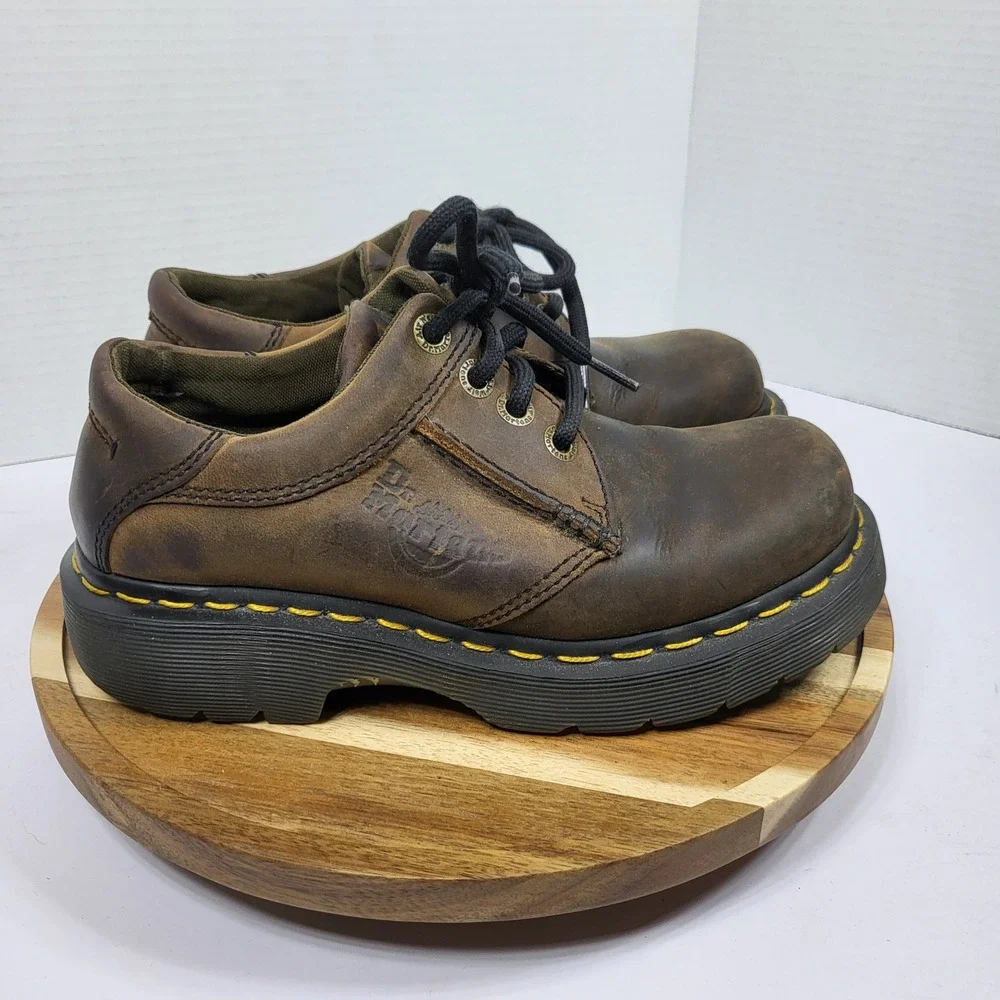 Dr. Martens 8A17 Shoes Mens 4 Brown‎ Good Made in England Vintage Leather Chunky
